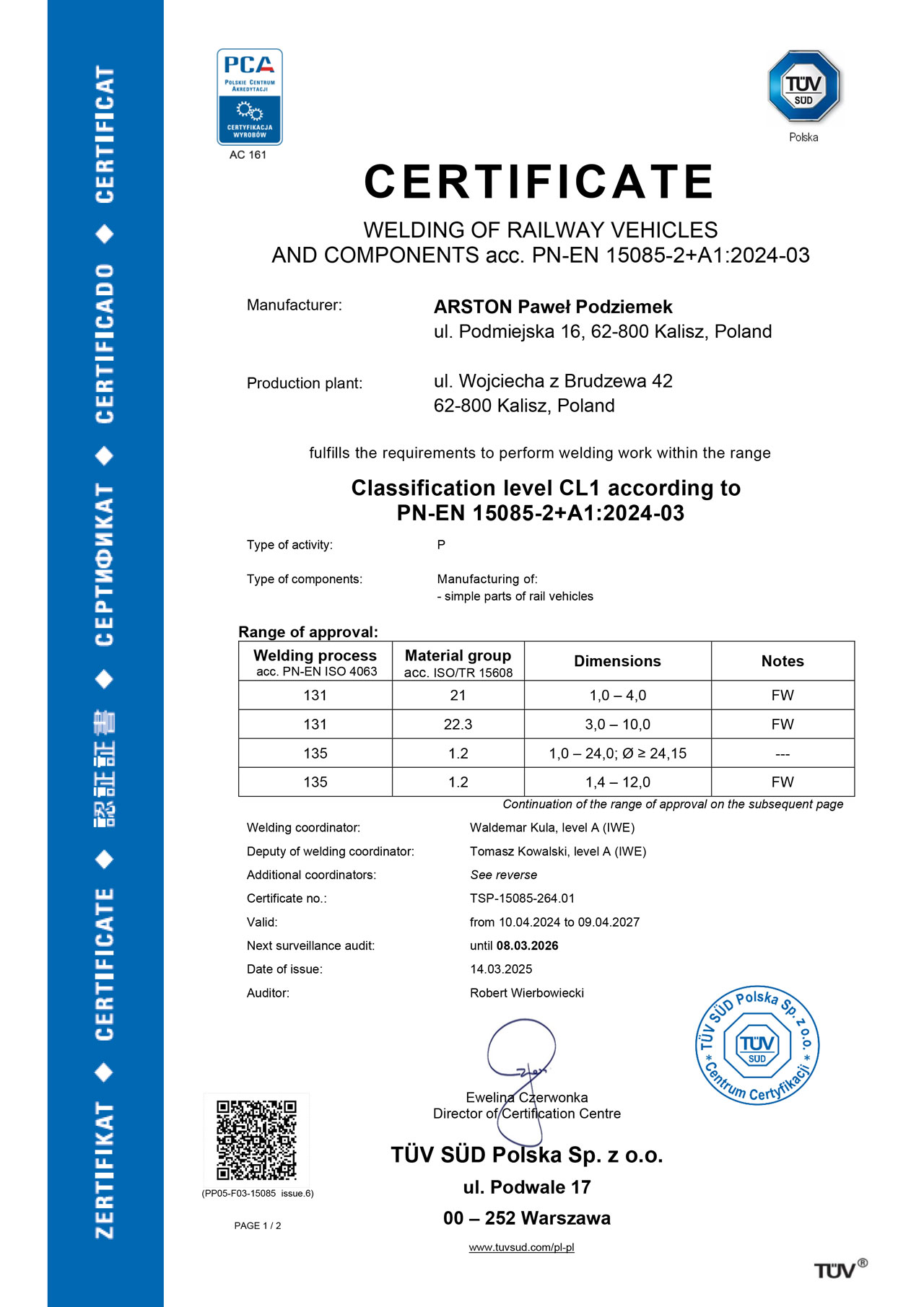 Arston - gięcie, cięcie, wykrawanie, spawanie 